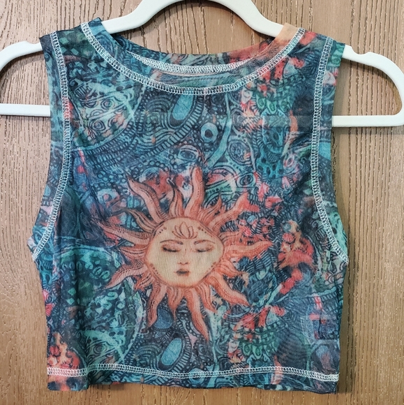 SHEIN Tops - Celestial Sheer Crop Top Size Small